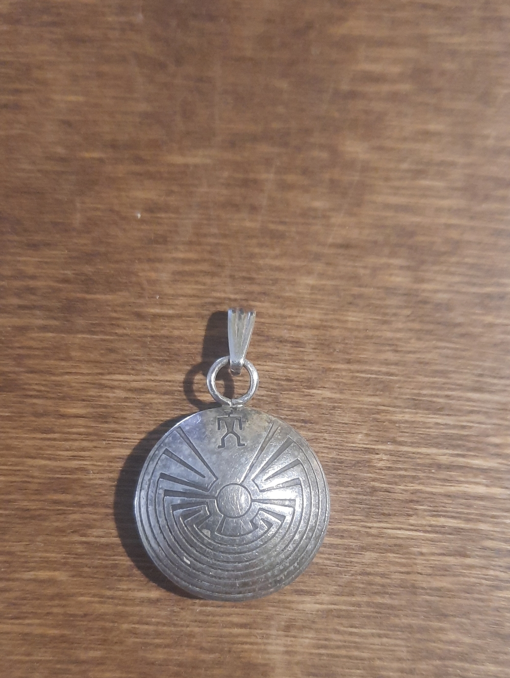 Hopi 925 Puffy 2 Side Man In Maze Pendant.